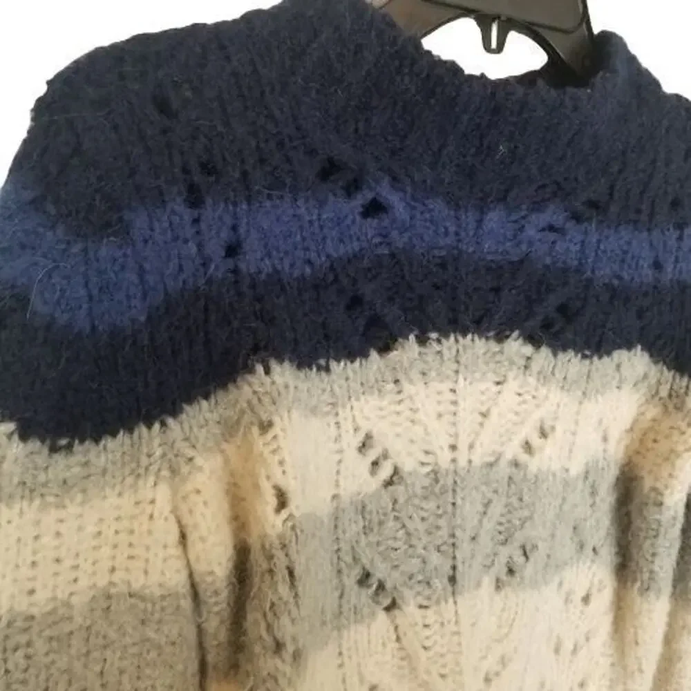 J. Crew Point Sur Womens Wool Alpaca Pointelle Knit Sweater S Cabin Colorblock